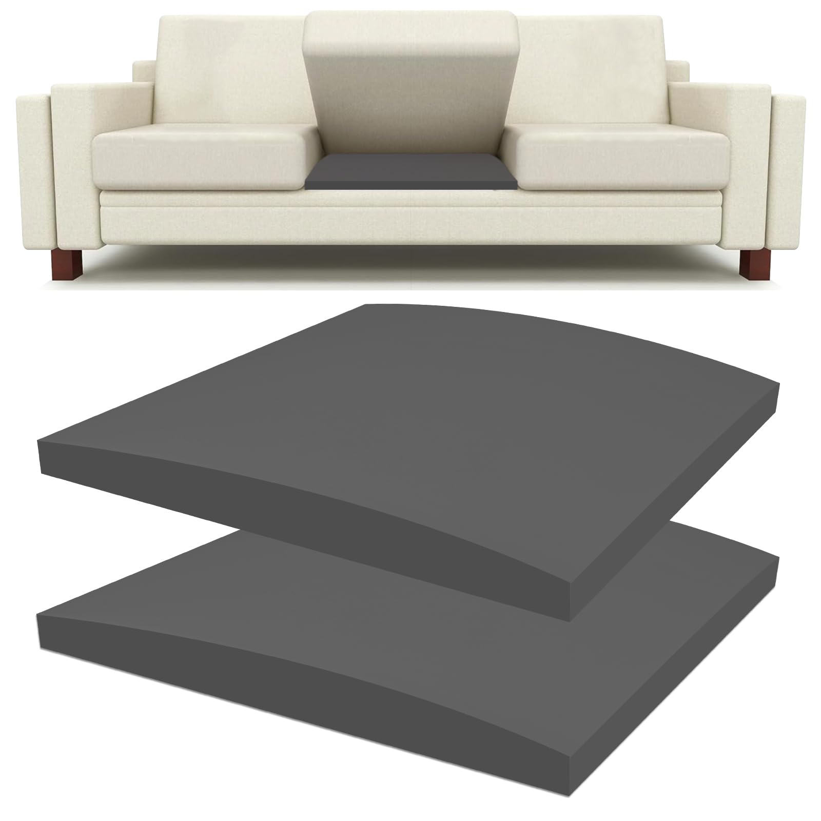Lanswood Sofa Cushion Support For Sagging Seat 2Pack 50 X 50cm High-Density Foam Replacement Sofa Seat Cushions Curved Furniture Seat Under Cushion Sag Repair-Black - View #5