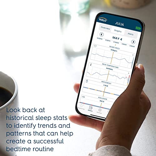 Halo Sleepsure Smart Baby Monitor - Live Heart Rate View, Rollover, Skin Temperature, And Motion Notifications With On-The-Go Monitoring, Historic Sleep Data, Customizable Settings – Gray #TOP6
