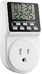 Techbee Digital Programmable Outlet Timer Plug Indoor Short Period Repeat Cycle Timer Switch with 24 Hour Countdown Delay ON/Off for Electrical Power (120V, 15A)