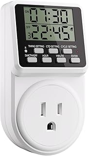 Techbee Digital Infinite Repeat Cycle Intermittent Timer Plug for Electrical Outlet, 24 Hour Programmable Indoor Timed Power Switch with Countdown Delay On and Off (120V, 15A), 1 pack