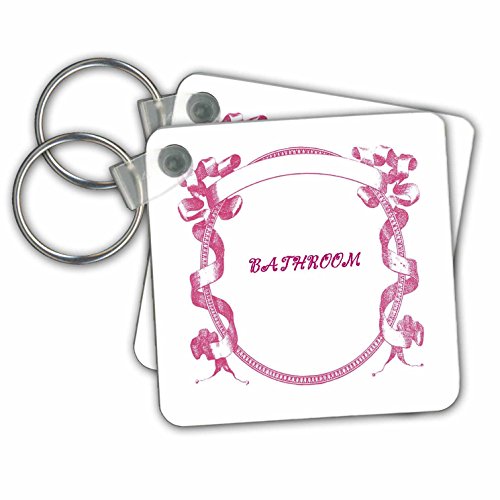 3dRose Decorative Victorian Pink Bathroom Sign Key Chains, 2.25" x