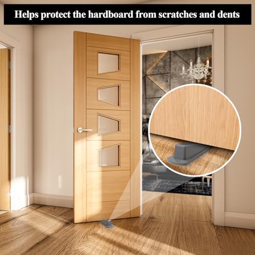 Image of 4 Pack Door Stoppers for Bottom of Door, Gray 4.8x2.2x1.3in Door Stops, Rubber Door Stopper Wedge, Sturdy Stackable Door Stops for Floor