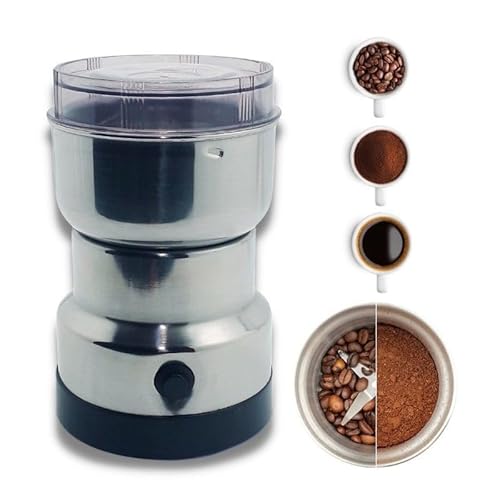 Moedor Elétrico de Café e Grãos, Triturador Multifuncional em Aço Inoxidável, Potência 150W para Café, Sementes e Especiarias, com Tampa Transparente, 110V