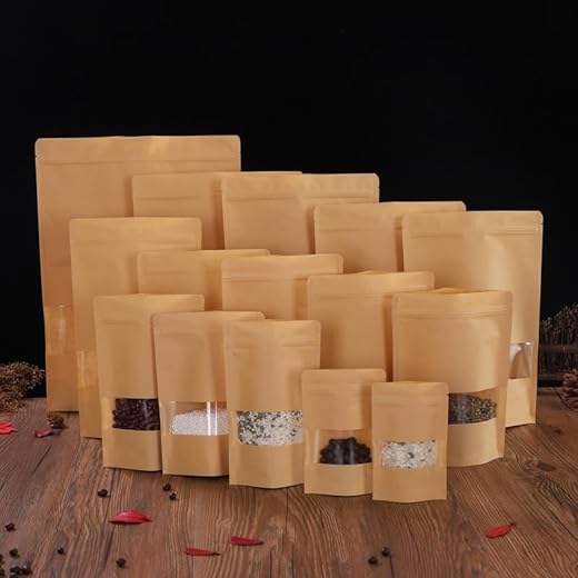 Sacos de papel com visor para alimentos