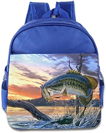 Bass Fish Jumping Children Toddler Backpack Preschool Carry Bag Boys Girls RoyalBlue