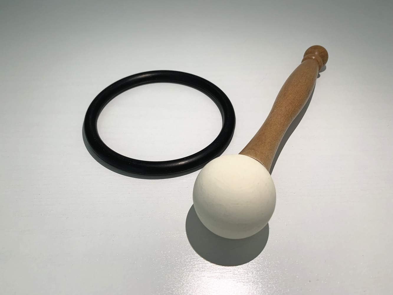 Obsidian Gemstone Fusion Crystal Singing Bowl 8 inch B Crown Chakra with Free Rubber Mallet and O ring