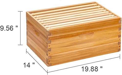 Miniatura 4 de Honey Lake Caja de abeja Langstoth de 8 marcos, con revestimiento de cera de abeja, con marcos y bases de plástico (sin montar)