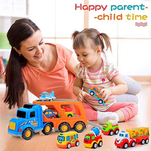 image for Forty4 9 Pcs Cars Toys for 2 3 4 5 Years Old Toddlers, Big Carrier Tru