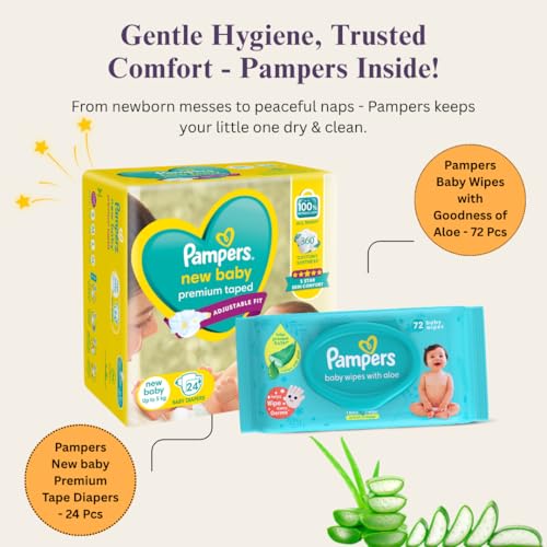 Image of GIGGLEBOX Premium Baby Gift Hamper | Pampers Newborn Diapers & Wipes, Himalaya Baby Care With Pure Cow Ghee & Tedibar Soap | Essential Baby Care Set For Gifting & Daily Use,7 Count