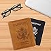 WALNEW Passport Holder for Travel, RFID Passport Cover Wallet for Women Men, PU Leather Passport Book Card Holder Case with Pen, Travelling Essentials for Flying