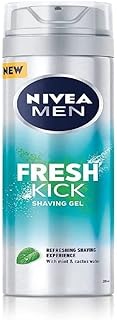 NIVEA MEN Fresh Kick - Gel de afeitado refrescante (200 ml), gel de afeitado refrescante para hombres impregnado con agua de menta y cactus, gel de afeitado para hombre