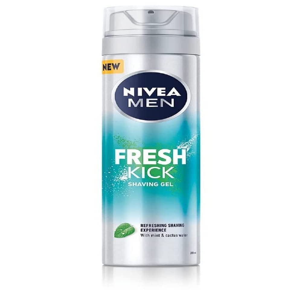 NIVEA MEN Fresh Kick Shaving Gel (200ml), Refreshing Shaving Gel, Shave Gel for