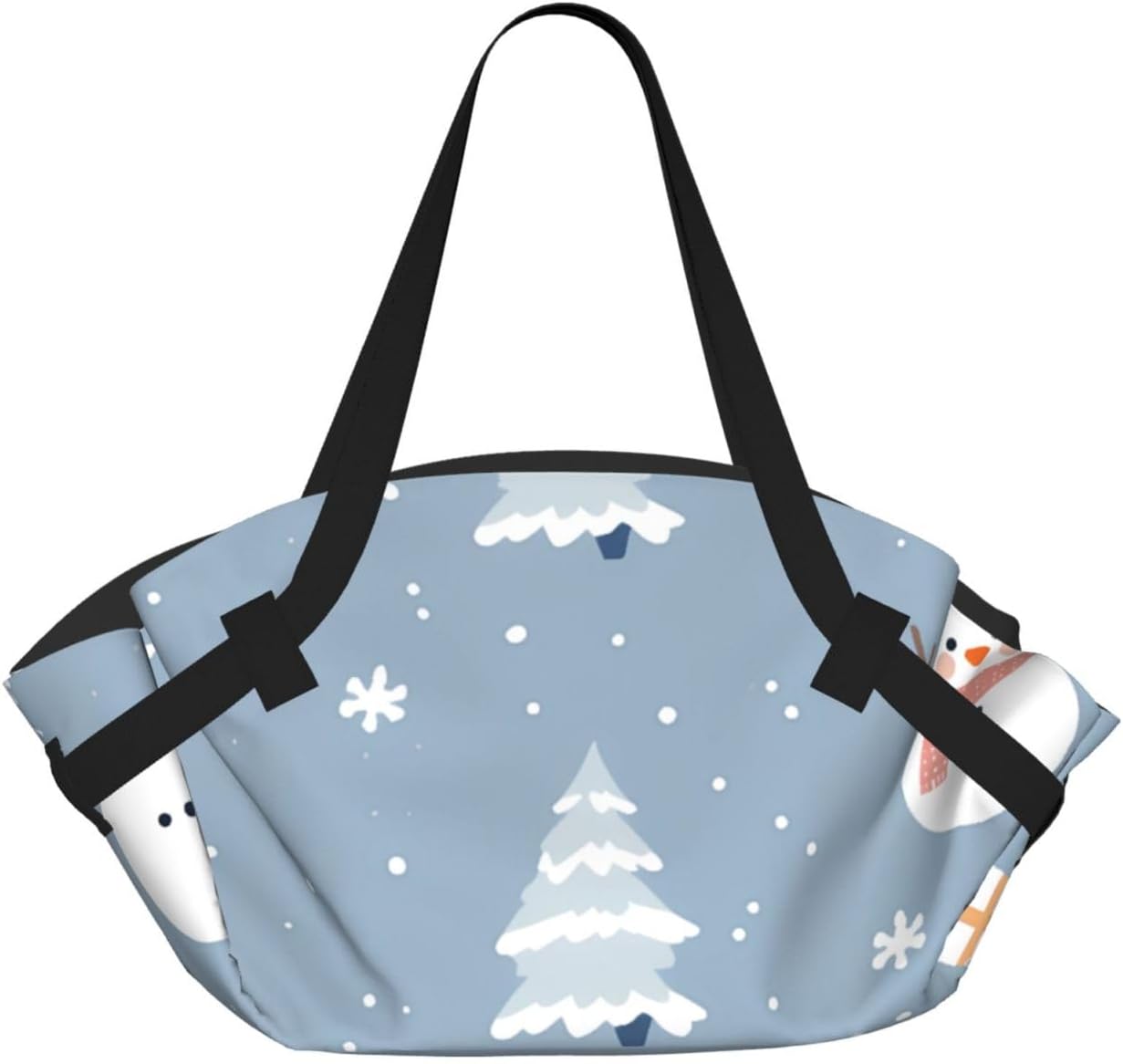 Foldable Camping Bag for Outdoor Picnic Beach Use Comfortable Light with Unique Exquisite Snowman Wearing A Scarf Print
