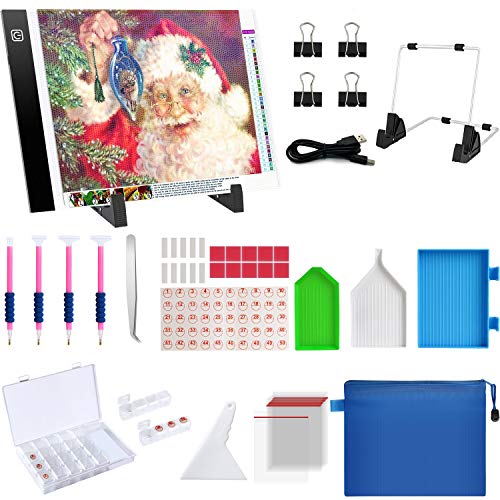 Diamond Painting A4 LED Light Pad Kit, Diamond Art Light Board Kit, 59PCS 5D Diamond Painting Kits with Diamond Painting Tools and Accessories, Diamond Art Kits for Full Drill and Partial Drill