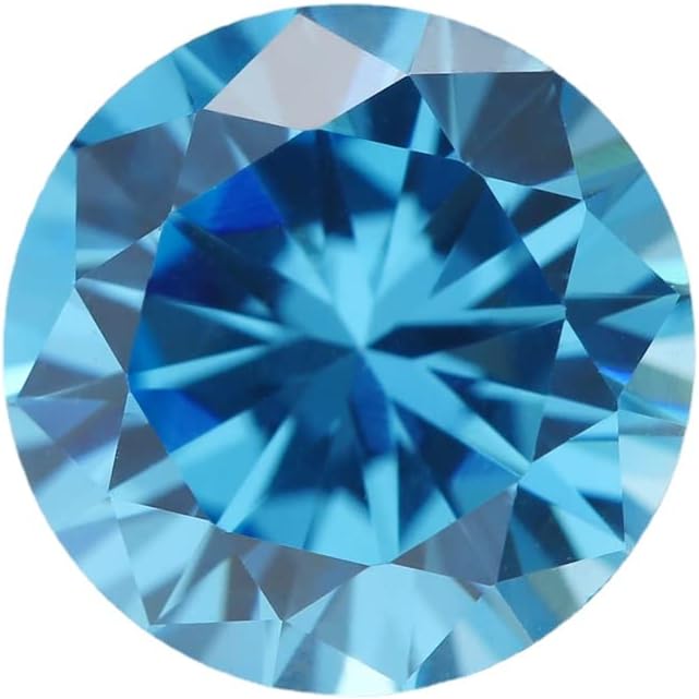 JINGANGZUO 10pcs 12.0mm Round Sea Blue Color Cubic Zirconia Stone AAAAA Loose CZ Stones for Rings Earring Bracelet Necklace Pendants Jewelry Making