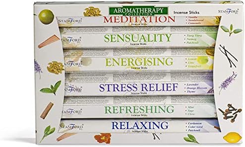 120 Sticks of Stamford Premium Aromatherapy Hex Range Incense Sticks - Relaxing, Stress Relief, Meditation, Refreshing, Sensuality & Energising Incense gift pack. by Stamford