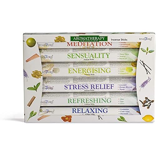 120 Sticks of Stamford Premium Aromatherapy Hex Range Incense Sticks – Relaxing, Stress Relief, Meditation, Refreshing, Sensuality & Energising Incense Gift Pack. by Stamford