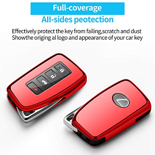 Tukellen For Lexus Key Fob Cover Premium Soft Tpu Full Protection Key Shell Key Case Compatible With Lexus Es Is Gs Nx Ls Rx Rc 300H 350 200T 250 300 F 450H 460 600H Smart Keyless Fob Remote Key-Red #TOP2