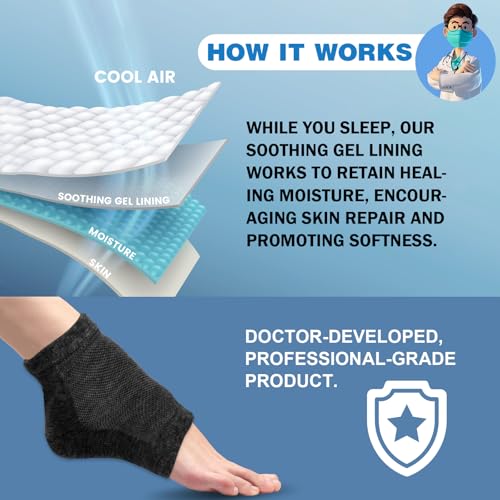 Image of TEAWOO 6 Pairs Black Moisturizing Heel Socks for Cracked Heel Treatment