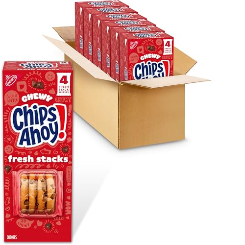CHIPS AHOY! Fresh Stacks Chewy Chocolate Chip Cookies, Bulk Travel Snacks, 6 Boxes (24 Multi Snack Packs)