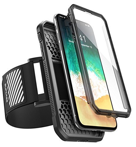 SUPCASE iPhone X Case, Can Use as Easy Fitting Sports Running Armband, Two Kinds of Usage with Built-in Screen Protector for Apple iPhone X/iPhone 10 2017 Release (Black)