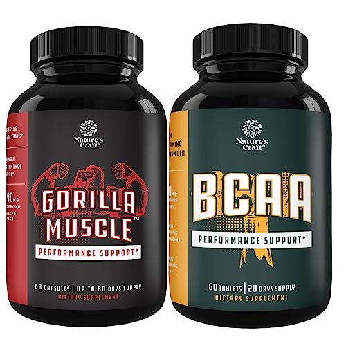 Bundle Of Extra Strength Test Booster For Men And Branch Chain Amino Acids Supplement - - Natural Energy Supplement For Men With Horny Goat Weed - Post Workout Muscle Recovery And Growth Support #TOP10