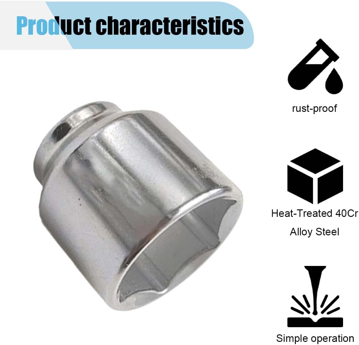 BDZMC 24mm Oil Filter Wrench, 3/8" Drive Socket Wrench, 6 Point Oil Filter Removal Tool, Chrome Vanadium Steel Wrenches for Most Cars (24 mm)