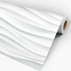 Papel de Parede PREMIUM Efeito Gesso 3D Ondulado Branco Autoadesivo Sala Quarto