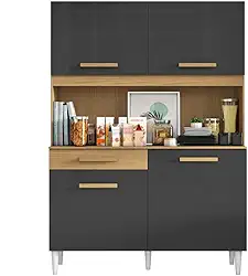 Armário de Cozinha Completa Perola Madeirado/Grafite