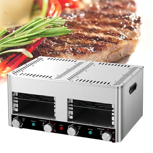 Kommerzieller Broiler für den Innenbereich-4/8-Lagen-Grill | mit 10-Minuten-Zeiteinstellung und 800℃ Temperatureinstellung,Steakofen,kommerzieller Elektroofen mit Tablett & Grill & Griff,B-110V
