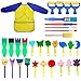NATUCE 31 Pièces Éponge Brosses de Peinture Enfant, Enfants Éducation Précoce Éponge Peinture Pinceaux Lavable Kit avec Tablier imperméable et Art Outils de Peinture pour Bricolage Artisanat d'art