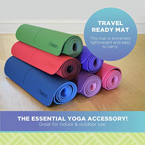 Bean Products Superlite Tpe Yoga Mat | Centering Mandala Design | Extra-Long | Non-Skid, Slip Resistant | Earth-Friendly Exercise Gym Mat | (6Mm Thick X 24” Wide X 72” Long) | Dark Blue #TOP5