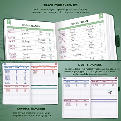 Clever Fox Budget Planner Premium Edition – Expense Tracker Notebook + 5 Cash Envelopes, Budget Planner Organizer; Budget Book & Journal To Control Your Money, Undated; A5 Hardcover – Dark Green #TOP3