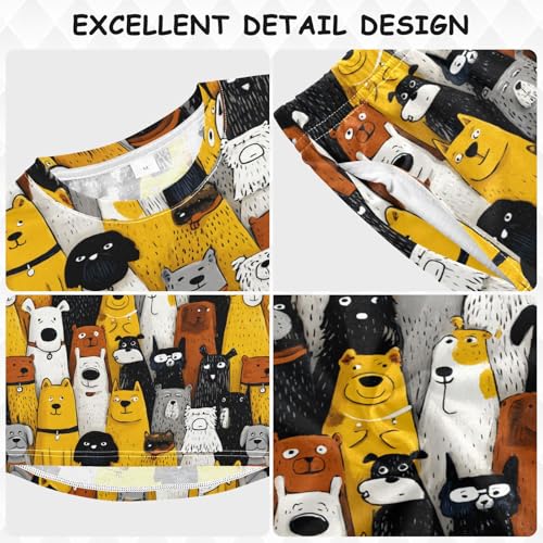 Long Sleeve Pajama Set for Girls Boys,Colorful Cartoon Dogs Pattern Comfy Crewneck Sleepwears,Soft Kid's Homewear Clothes Underwear Sets 6T3