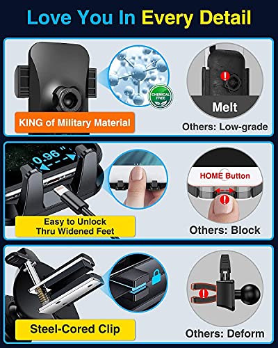 [2021 Upgraded] VANMASS Car Dashboard Phone Holder Mount [Super Suction Cup] Compatible for iPhone 13 Pro Max 12 11 X Xr Xs 8 7 Plus Mini Se Universal Cell Phone Windshield Vent Handsfree Cradle Stand - Thumbnail 6