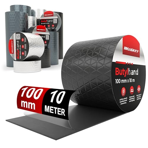 HASKYY Wodoodporna taśma klejąca Taśma butylowa I 10 cm*10 m Czarna wysokiej jakości samoprzylepna z folią aluminiową