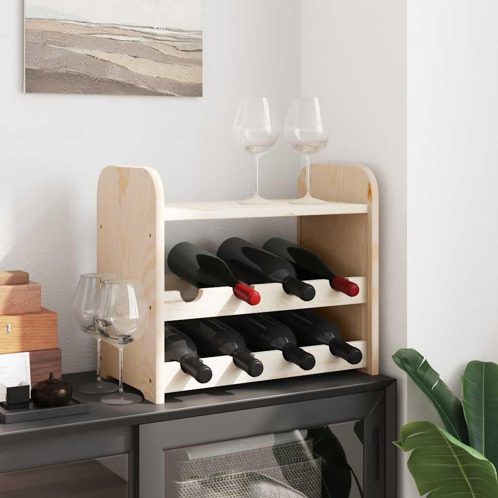 Weinregal mit Oberplatte aus massivem Kiefernholz, 43 x 25 x 37 cm, Flaschenregal für 8 Flaschen, Lagerung in Küche, Keller, Bar, Speisekammer und Esszimmer