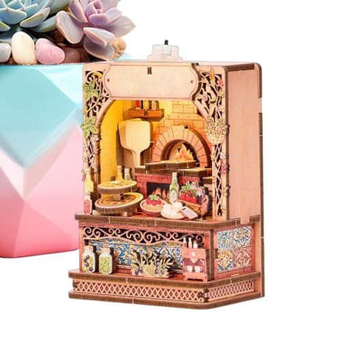 Bookshelf Mini Village Magnet Kit - 3D Cute Magnetic Wooden Puzzle