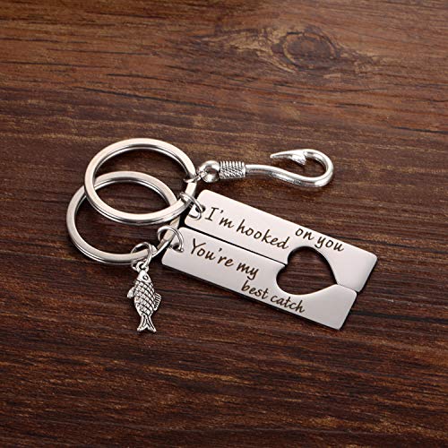 Couple Keychains Gifs - I'm Hooked On You You're My Best Catch Keyring For Boyfriend Girlfriend Husband Wife On Christmas Valentine's Day Wedding Anniversary #TOP3