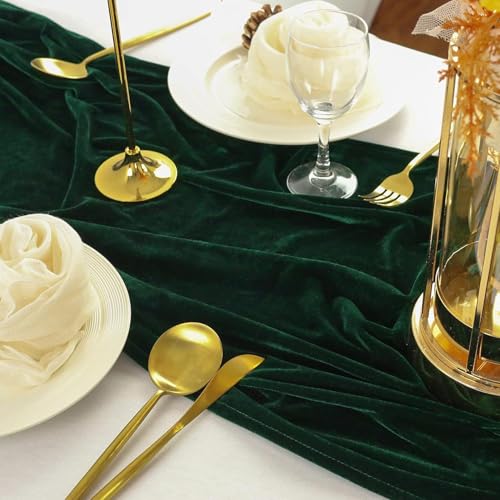 Chemin de table de luxe en velours nappe romantique pour réception de mariage - 7