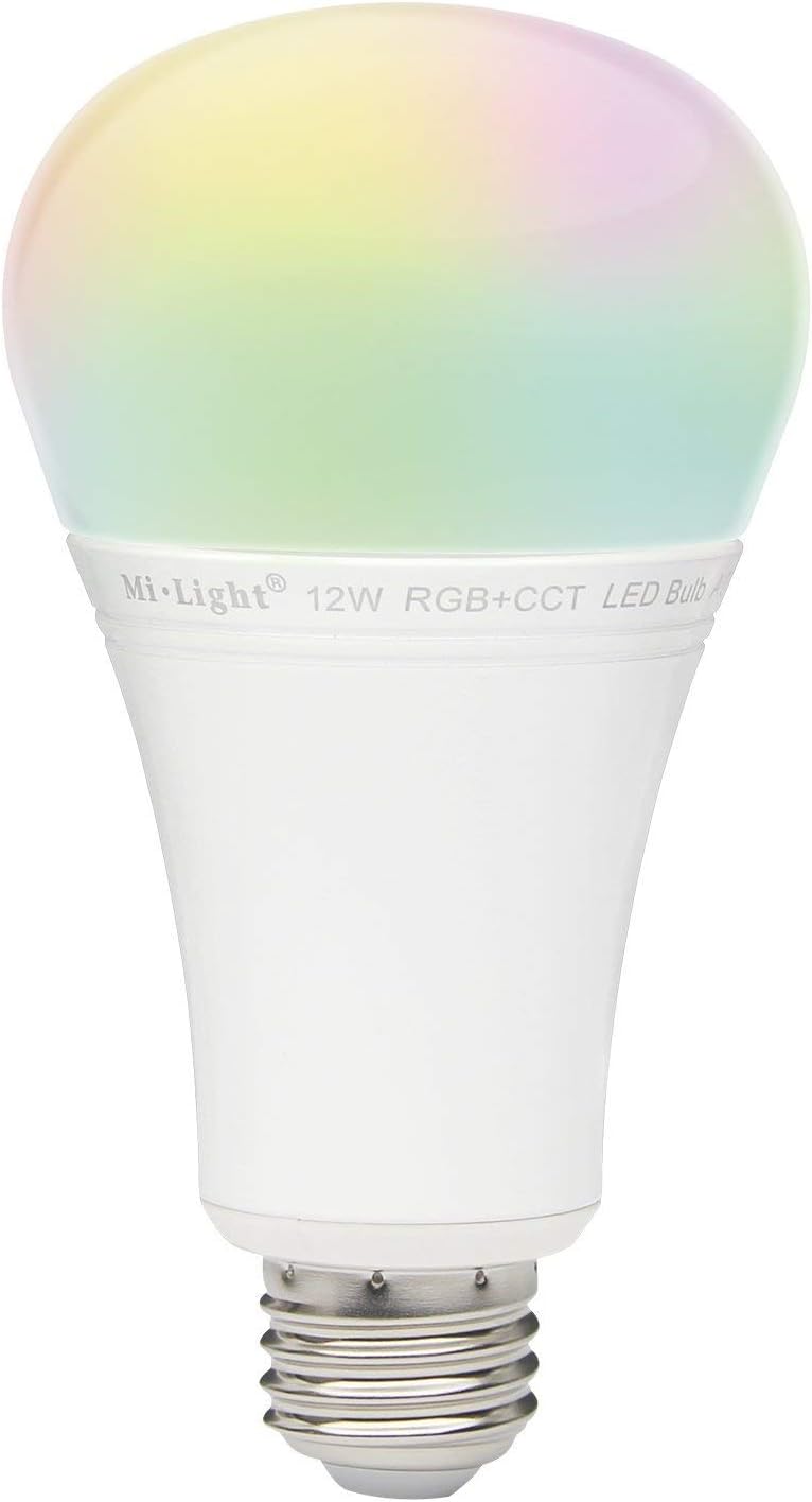 Mi Light 12W RGB+CCT LED Bulb WiFi Lamp Color Original Mi-Light Warm White Dimmable Remote and App Control one Pack (RGBC-12W-NEW)