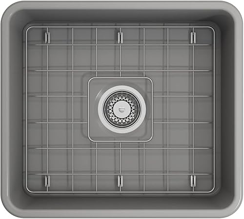 Miniatura 80 de BOCCHI Classico Farmhouse Delantal de arcilla refractaria delantera de 20 pulgadas. Fregadero de cocina de un solo tazón con rejilla inferior Café