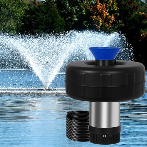 High-Flow 15000 GPH Pond Fountain Pump with Timer, 110V 750W 1 HP Stainless Steel Floating Fountain and Pond Aerato with 100 FT Cord for Aeration, Irrigation, and Fountain Displays, All-Copper Motor
