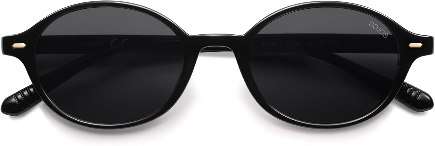 SOJOS Retro Oval Round Polarized Sunglasses Womens Mens, Small Chic Vintage Trendy Sunnies SJ2611