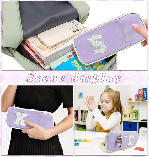 Image of Janhavi Initial Large Capacity Premium Oxford Cute Aesthetic Pencil Case Pouch Bag Special School Supplies Colored Stationery Organizer Gifts for Girls, Women, Adults