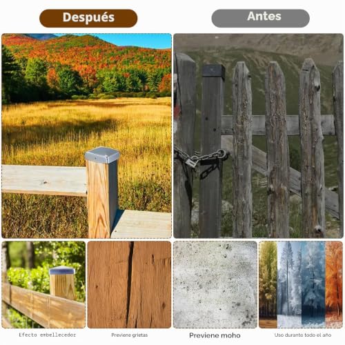 Miniatura 5 de 5 Pcs Tapones Para Postes De Valla, Tapa Para Postes De Madera, 9 X 9 Cm, Cubiertas De Metal Galvanizado Para Post De Madera, Con Tornillos