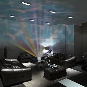Soothing & Relaxing Ocean Wave Projector LED Night Light with Built-in Stereo Speakers / (12 LED Bulbs – 8 Colors)