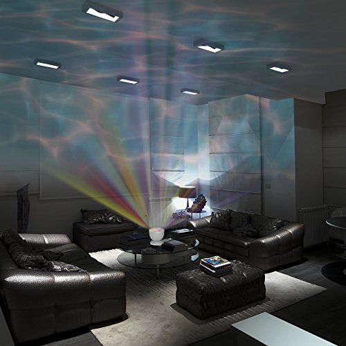 Soothing & Relaxing Ocean Wave Projector LED Night Light with Built-in Stereo Speakers / (12 LED Bulbs - 8 Colors) by Gideon - Used condition - US$17.96