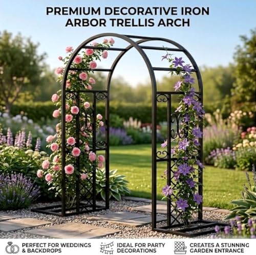 Arco de jardín de metal con base estable y enrejado de alta resistencia 5