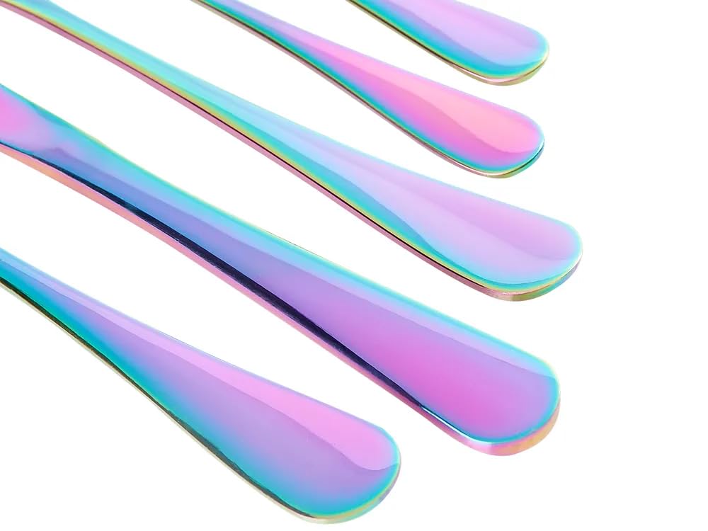 Besteckset 30 teilig für 6 Personen, Edelstahl Besteck Set mit Messer, Gabel, Löffel, Teelöffel & Kuchengabel, 18/8 Edelstahl Tafelbesteck bunt, Modernes Besteck Set spülmaschinengeeignet, Geschenkbox